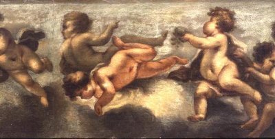 戯れるプッティ（紙・キャンバス）（中央詳細）（67091-94も参照 作： Luca Giordano