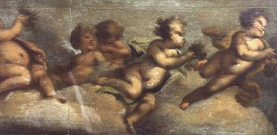 戯れるプッティ（紙・キャンバス）（左の詳細）（67087-90も参照 作： Luca Giordano