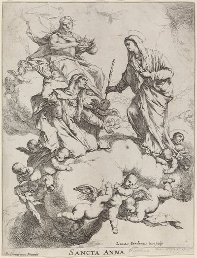聖母マリアとキリストに迎えられた聖アンナ 作： Luca Giordano