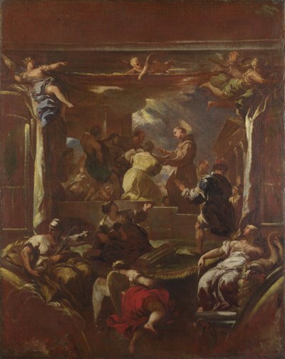 パドヴァの聖アントニウスは、1700 年以前に男性の足を修復しました。 作： Luca Giordano