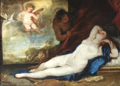眠るヴィーナス、アモールとサテュロス、c。 1670年。 作： Luca Giordano