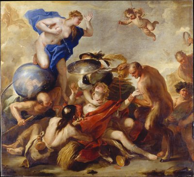 悪徳に誘惑される若者 作： Luca Giordano