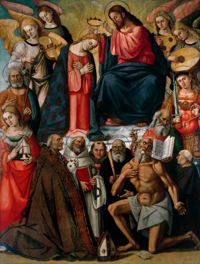 ルカ・シニョレッリ（1445年頃～1523年）とその助手たちによる「天使と聖人を従えた聖母の戴冠式」（アレッツォ、フォイアーノ・デッラ・キアーナの聖マルティンとレオナルドの大学付属教会 作： Luca Signorelli