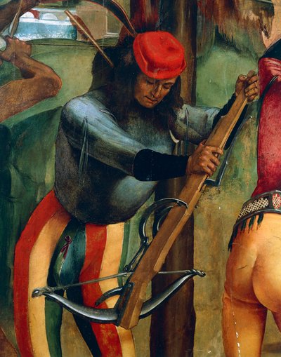 ルカ・シニョレッリ（1445-1523）作「聖セバスティアンの殉教」より、「石弓使い」の部分 作： Luca Signorelli