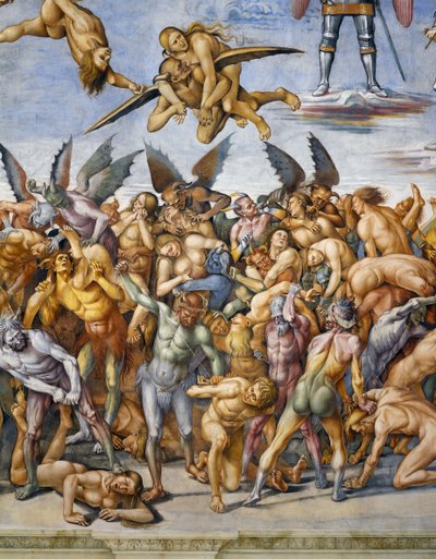 最後の審判」のフレスコ画より「地獄に堕ちた人々 作： Luca Signorelli