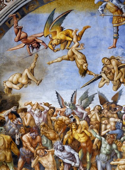 最後の審判」のフレスコ画より「地獄に堕ちた人々 作： Luca Signorelli