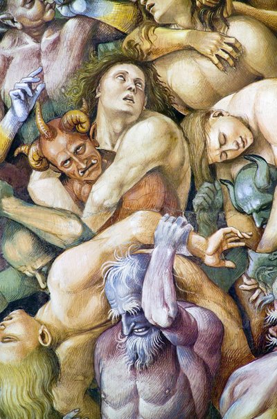 最後の審判」のフレスコ画より「地獄に堕ちた人々 作： Luca Signorelli