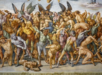 最後の審判」のフレスコ画より「地獄に堕ちた人々 作： Luca Signorelli