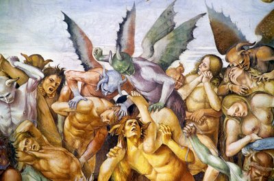 最後の審判」のフレスコ画より「地獄に堕ちた人々 作： Luca Signorelli