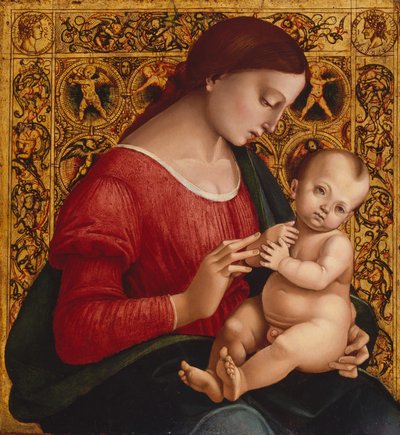 マドンナと子供、c.1505-07（木の上の油と金） 作： Luca Signorelli