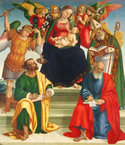 聖人と天使のいる聖母子像 1510年代中頃または後半 作： Luca Signorelli