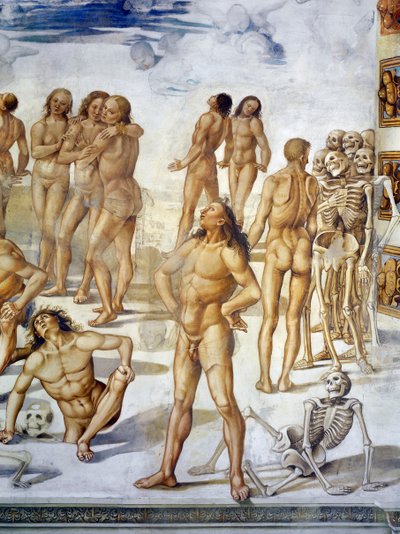 最後の審判」のフレスコ画より「肉の復活 作： Luca Signorelli