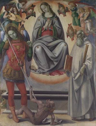 聖ミカエルとベネディクトの聖母被昇天、ca。 1493-96。 作： Luca Signorelli