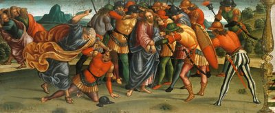 キリストの捕獲。 死んだキリストへの嘆き、プレデラのパネル、1502年。 作： Luca Signorelli
