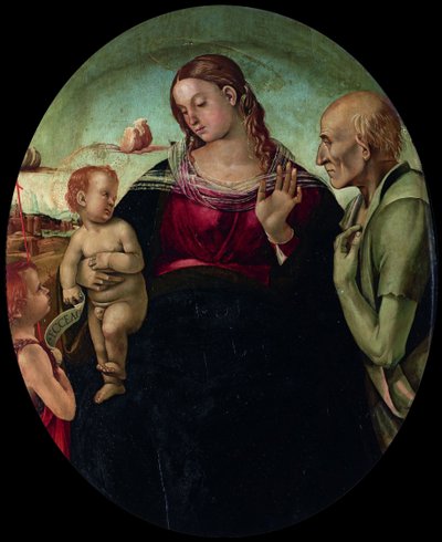 聖ヨハネと聖ジェロームと一緒のマドンナと子供、1491年。 作： Luca Signorelli