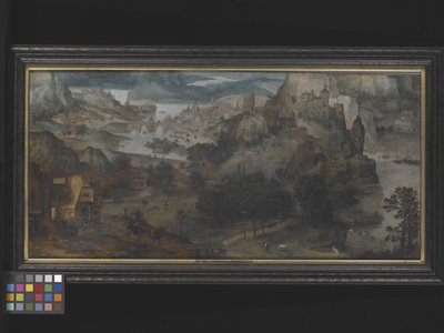 エジプトへの飛行のある風景（木に油彩） 作： Lucas (circle of) Gassel