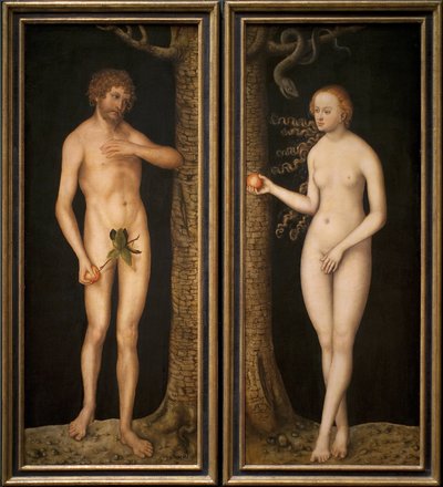 アダムとイブ、1510-20年頃 作： Lucas Cranach