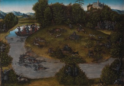 ザクセン選帝侯フレデリック賢者 (1463-1525) の鹿狩り 作： Lucas Cranach d.Æ.
