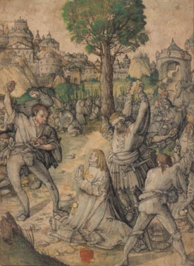 エルサレムの黄金の門の外にある聖ステパノの石打ち 作： Lucas Cranach d.Æ.