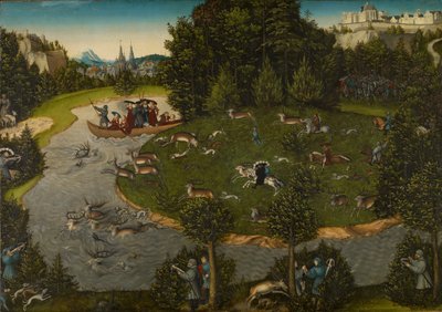 選帝侯フリードリヒ賢者との雄鹿狩り 作： Lucas Cranach the Elder