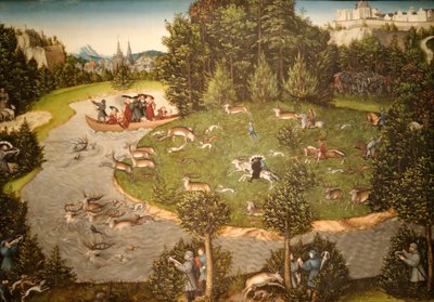 選帝侯フリードリヒ賢者との雄鹿狩り 作： Lucas Cranach the Elder