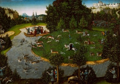 選帝侯フリードリヒ賢者との雄鹿狩り 作： Lucas Cranach the Elder