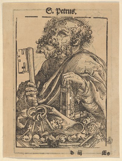 ヴィッテンベルク遺物大シリーズの聖ペテロの胸像、対：マーティンルター...、1509年。 作： Lucas Cranach the Elder