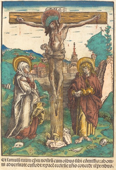 処女と聖ヨハネの間の十字架上のキリスト 作： Lucas Cranach the Elder