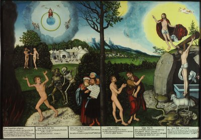 懲罰と償還。法と恵み 作： Lucas Cranach the Elder