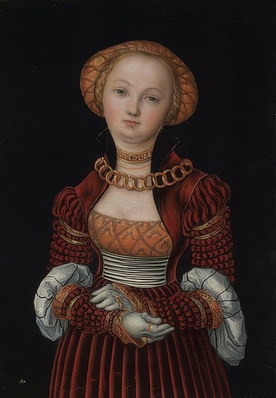 女性の肖像画。 1525年頃 作： Lucas Cranach the Elder