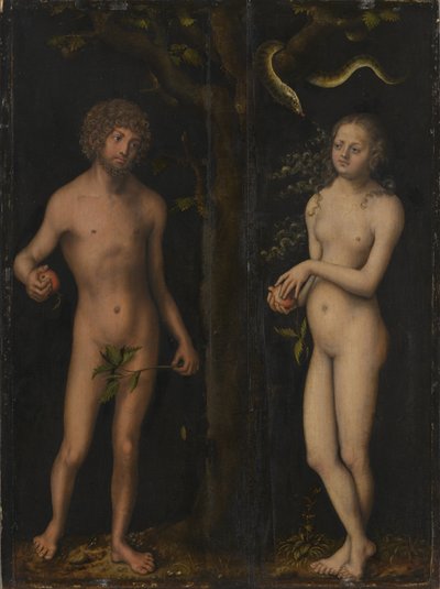 ドイツ語：アダムとエヴァ アダムとイヴ 作： Lucas Cranach the Elder