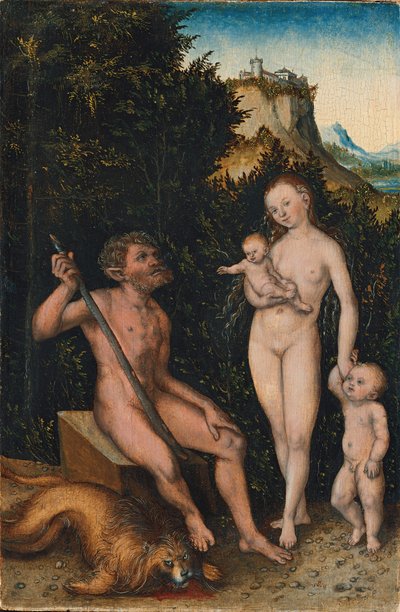 ドイツ語：Familie der Naturmenschen / Faunenfamilie 野生の男たちの家族 / Faunsの家族 作： ルーカス・クラナッハ・ザ・エルダー