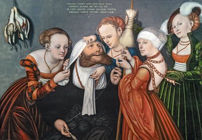 ドイツ語：Herkules bei Omphale オンファレの宮廷でのヘラクレス 作： ルーカス・クラナッハ・ザ・エルダー