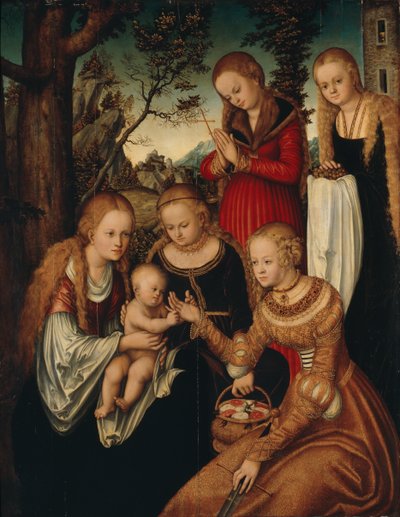 ドイツ語：Maria mit dem Jesusknaben und den Heiligen Katharina, Dorothea, Margaretha und Barbara (Sogenannte 