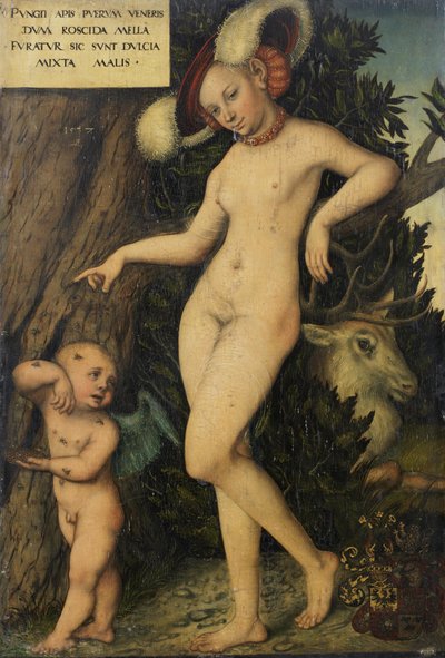 ドイツ語：Venus mit Amor als Honigdieb キューピッドと蜜を盗むヴィーナス 作： ルーカス・クラナッハ・ザ・エルダー