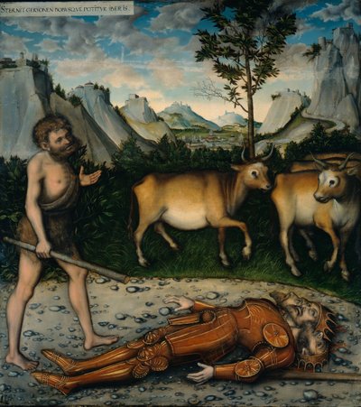 ヘラクレスとヘラクレスの労働者からのゲリオネスの牛 作： Lucas Cranach the Elder