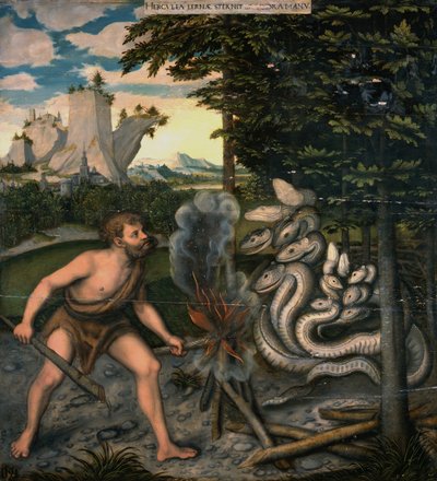 ヘラクレスとヘラクレスの労働者からのLernaean Hydra 作： Lucas Cranach the Elder