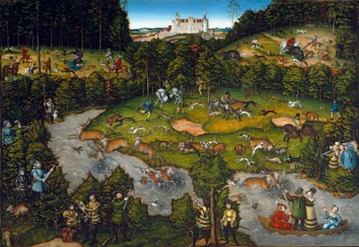 ハーテンフェルス城での狩猟（ザクセン州トルガウ） 作： Lucas Cranach the Elder