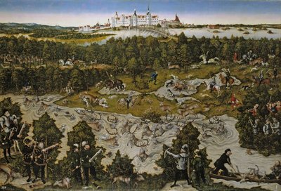 トルガウ城でフェルディナンド1世皇帝を称える狩り 作： Lucas Cranach the Elder