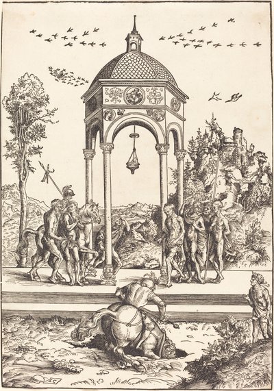 マーカス・クルティウスがキャズムに飛び込む 作： Lucas Cranach the Elder