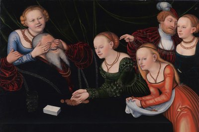 1537年頃、遊女に騙された老人 作： Lucas Cranach the Elder