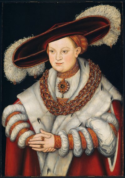 ブランデンブルク選帝侯ヨアヒム2世の妻、ザクセン公マグダレーナの肖像 作： Lucas Cranach the Elder
