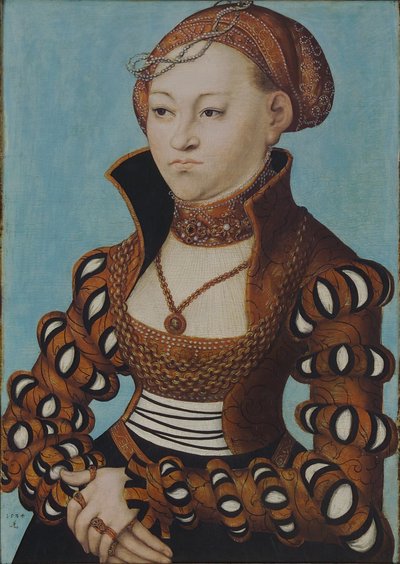 花冠をかぶったザクセン王女マリアの肖像 作： ルーカス・クラナッハ・ザ・エルダー