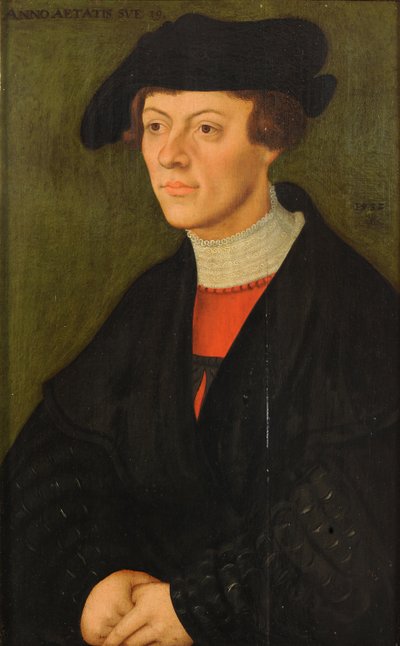 黒い服を着た19歳の若い男の肖像 作： Lucas Cranach the Elder