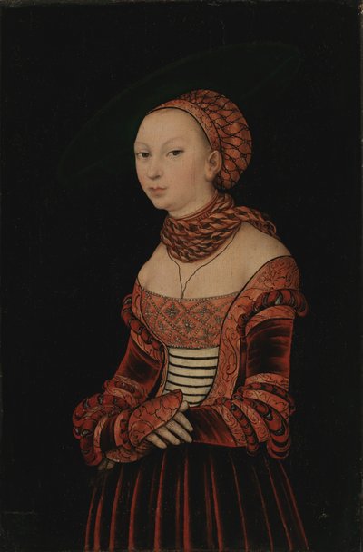 若い女性の肖像、1525年。 作： Lucas Cranach the Elder