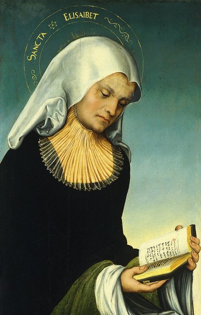 聖エリザベートとドナーとしてのザクセン公ジョージ［レクト、左翼］ 作： Lucas Cranach the Elder