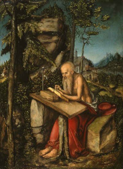 岩の多い風景の中の聖ジェローム 作： Lucas Cranach the Elder