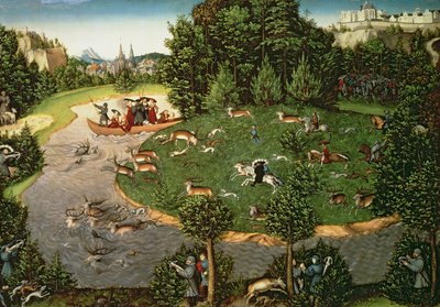 フリードリッヒ3世賢者のクワガタ狩り、1529年（パネル） 作： Lucas Cranach the Elder