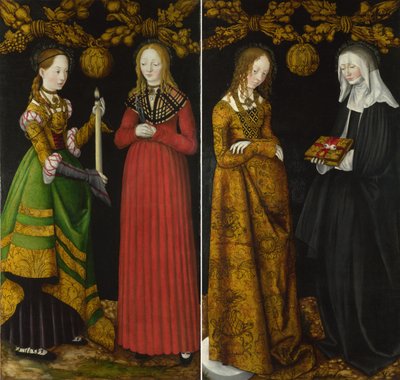 聖人ジュヌビーブとアポロニア、聖人クリスティーナとオッティリア 作： Lucas Cranach the Elder