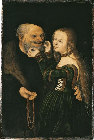 不平等な夫婦、1530年頃 作： Lucas Cranach the Elder